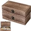 PRITOK Scatola in Legno Naturale con Coperchio, 2 Pezzi, Marrone non Verniciato - per Ricordi e Regalo, Ideale per Pittura - 20 x 10 x 6 cm