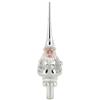 COM-FOUR® Puntale per Albero di Natale Lucido - Puntale per Albero di Natale in vero Vetro per Natale - Puntale per Albero di Natale con Babbo Natale (28cm - Babbo Natale Gelido Argento)