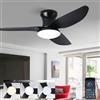Caunmar Lampadario Con Ventilatore Da Soffitto Con Telecomando, 3 Pala Con Luce Da Soffitto Silenzioso, DC Reversibile, Dimmerabile, Lampadario Con Elica A Led Per Camera Da Letto Soggiorno Studio-Black|100CM