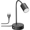ledscom.de Lampada da tavolo WAIKA, nera, USB-A, USB-C, incl. lampada LED GU10 (dimmer a 3 livelli, bianco caldo, 5,8W, 500lm)