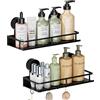 Wisfame Mensola Doccia con Ventosa Senza Foratura,2 Pezzi Portaoggetti Bagno con 5 Ganci, Lmpermeabile e Antiruggine Portaoggetti Doccia, Organizer Bagno per Shampoo/Bagnoschiuma/Portasapone Doccia（nero）