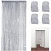 YuLiMirich 4 tende a fili per porta, 100 x 200 cm, decorazione per porte e finestre, terrazze, camera da letto, matrimoni, feste (argento)