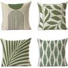 Yeefion Federe Cuscini Divano 50x50cm 4 Pack Estate Soft Cuscini Divano Piante Fiore Strisce Cuscini Decorativi per Divano Soggiorno Sedia Camera da Letto Auto Giardino All'aperto Salvia Verde Cuscino LY-363