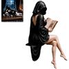 Generico Gothic Hooded Reader Figurine, Halloween Dark Fantasy Figure, Faceless Black Robe Resin Statue with Book Skull Accents, Book Lover Gifts for Library,Desk & Home Decoration