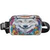 ISAOA Marsupio a tracolla alla moda marsupio con cinturino regolabile Dream Wolf colorato acchiappasogni per allenamento, shopping, viaggi, escursionismo