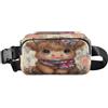 ISAOA Marsupio a tracolla alla moda marsupio con cinghia regolabile Dream Cute Highland Cow, bandiera britannica per allenamento, shopping, viaggi, escursionismo