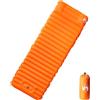Ordellia Materassino autogonfiante arancione con cuscino, 40D nylon TPU, 190 x 68 x 10 cm, pompa a pedale, portatile, per campeggio, trekking, escursionismo, tenda, bivacco, isolato, compatto