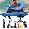 Generic Barca a motore elettrica gonfiabile pieghevole portatile 2025 e scooter subacqueo da 500 W, 3-10 km/h, 10000 mAh (130 min), maniglia a 360°, piscina, lago e oceano, blu