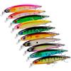 Jubepk Set di 10 esche da pesca per pesce persico, kit di esche galleggianti con occhi 3D, accessori antiruggine con gnocchie e occhi 3D realistici, teste jig premontate per uomini, festa del papà e
