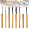 GBKDQQ Set di 8 coltelli a tornio, scalpello per legno, con lame in acciaio al manganese e manico in legno lucido, set di scalpelli per professionisti e hobbisti nella lavorazione del legno e sculture del