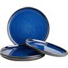 MÄSER Serie Niara, set di piatti da dessert moderni per 4 persone, in stile vintage, piccoli piatti in ceramica, gres, blu/nero