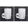 IPEA Porta Spazzolino Adesivo da Parete - Bicchiere - [ NON NECESSITA FORATURA ] - Design Moderno - Elegante Porta Spazzolini e Dentifricio da Muro da Incollare in Bagno, Doccia - Supporto Cromato