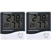 tempo di saldi Termometro Igrometro Orologio Digitale Data Con Display Lcd 12/24 Ore Allarme (Confezione da 2)