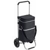 Meister Carrello per la spesa Premium nero, 45 l, pieghevole, con pneumatici, borsa termica e manico telescopico, resistente alla pioggia, con gancio per carrello della spesa