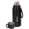 AKTIVE Borraccia termica in acciaio inox, 1,2 l, nero, misura 9,5 x 9,5 x 28 cm, tappo ermetico anti-perdite, con tazza, manico a cinghia, senza BPA, base antiscivolo, bottiglie termiche (63136)