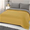 Brentfords - Set di biancheria da letto con copripiumino e federa, in tinta unita, colore: giallo ocra/mostarda e grigio, per letto matrimoniale