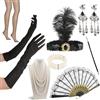 VFANDV Accessori Donna Costumi Charleston 1920 Flapper Fascia Set, 20s Gatsby Costume per la Vintage Festa Degli Anni '20, Ballo, Halloween