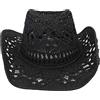 Pineeseatile Cappelli da Cowboy Occidentali Estivi all'aperto Cappello di Paglia Intrecciato a Mano Berretto da Spiaggia Traspirante Cappello da Sole Jazz per Uomo Donna, Taglia Unica
