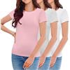 Uizuooy T-Shirt Donna Maglietta Manica Corta Cotone Pacco da 3 T-Shirt Donna con Scollo Rotondo Disponibile in più Colori GWP-XL-3