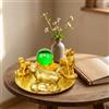 Soprammobile con Statuette Raffinato Decorazione con Sfera Elegante per Ufficio