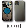 DHLK® Scocca Posteriore in Vetro, Telaio Back Frame Compatibile con iPhone 12 PRO Senza Logo, Senza COMPONENTI PREINSTALLATI - Telaio, Tasti Laterali, Adesivo Batteria (Nero)