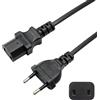 ZestEcho Cavo Alimentazione CEE 7/17 a C17 2 Poli 1,5 m 2x1 mm² | Spina europea piatta per TV console altoparlante subwoofer e dispositivi senza messa a terra, cavo resistente e stabile