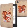 kwmobile Custodia eReader Compatibile con Kobo Clara 2E Cover - eBook Reader Flip Case - marrone/rosso/beige - Simpatico Scoiattolo