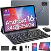 TABWEE Android 16 Tablet con tastiera - 24 GB + 256 GB (2 TB TF), Octo-Core, Gemini AI, Widevine L1, Tablet 10 pollici, 5000 mAh, 8 MP+ 5 MP, Face ID, GPS (garanzia di 4 anni)