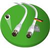 conecto cavo antenna cavo SAT cavo coassiale cavo satellitare TV 1,50m doppia schermatura, da spina IEC a presa IEC, per HDTV, ricevitore, satellite, DAB, radio, bianco