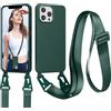 Jrkvniv Cordino Cover Compatible con iPhone 11 Pro Case, Necklace Cover Corda Custodia Collana Case Anti Graffio Antiurto Cellulare Bumper Silicone Liquido Shell iPhone 11 Pro Tracolla, Verde