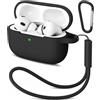 Mugust Compatibile con AirPods Pro 2, custodia protettiva antiurto in silicone per AirPods Pro di seconda generazione 2022, con moschettone (nero)