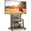 5Rcom Mobile Supporto TV da Pavimento per TV da 37 a 75 pollici, carrello TV mobile con portaoggetti a 3 ripiani, Porta TV da terra altezza regolabile (68 kg carico), MAX VESA 600x400 mm