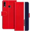 UOGNADGD Custodia in pelle Compatibile con Asus Zenfone 5 ZE620KL Flip wallet cover con chiusura magnetica, supporto integrato e portacarte protezione antiurto (Rosso)