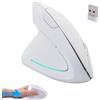 KeautFair Mouse verticale ergonomico senza fili per mancini, 2,4 G, silenzioso, senza fili, 3 DPI regolabili, 6 pulsanti, per PC, laptop, notebook, computer, allevia il dolore al polso (bianco)