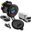 Generic Caricabatteria USB per auto, camper, yacht, con display digitale PD QC3.0 a 4 porte, adattatore di ricarica rapida, alimentatore per dispositivi multipli, 12 V 24 V, supporto per cruscotto