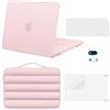 MOSISO Custodia 5 in 1 Compatibile con MacBook Neo 13 pollici 2026 A3404 con Chip A18 Pro, Cover Rigida Antigraffio con Borsa & Copritastiera & Proteggi Schermo & Copri Webcam, Rosa