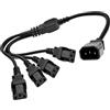 Powice Cavo di prolunga per dispositivi freddi, 4 in 1, connettore C14 su 4 x C13, cavo di alimentazione IEC-320 Power Y tipo splitter cavo adattatore 250 V 10 A per computer monitor stampante, 50 cm