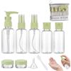 ZEBKEL 9 Pezzi Kit Viaggio Liquidi Aereo, Flaconi da Viaggio 100 ml per Shampoo e Lozione, Set Contenitori da Viaggio per Liquidi con Dispenser, Spray e Vasetti, Accessori Viaggio Donna - Trasparente Verde