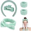 WRENYZK Set di 5 fasce per capelli, per lavare il viso, per capelli e capelli, per donne, ragazze, per la cura della pelle, yoga, colore verde