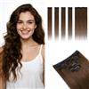 MY-LADY Extension Capelli Veri Clip per Capelli Sottili 5PCS 35cm con Base Lace Invisibile - Clip in Human Hair Extensions per Volume Morbido #04 Marrone Cioccolato 42g Lisci