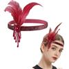Yphzmtz Fascia per capelli con piume anni '20, copricapo flapper, alla moda, con strass, per donne e ragazze, balli di fine anno, feste a tema gatsby, cocktail party (rosso, taglia unica)