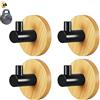 XYJJ 4 Pezzi Bambù Gancio Asciugamani, Gancio Accappatoio, Ganci per Accappatoio e Asciugamano da Bagno, Ganci di Bambù Autoadesivi, per Appendere Cappotto, Cintura, Cuffia, Nero, Legno Color