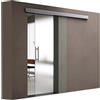 doporro Porta scorrevole in vetro di design, 77,5 x 205 cm, distanza dalla parete 15 mm, porta scorrevole con vetro di sicurezza monolastra in vetro satinato con manico in acciaio inox