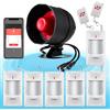TOWODE Sistema di allarme WiFi da 120 dB per la sicurezza domestica con 6 sensori di movimento e telecomando per capannoni e garage
