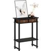 Furinno Turn-N-Tube Tavolino Alto da corridoio con bidone, Legno, Espresso/Marrone, 29.49 (D) x 59.79 (W) x 77.80 (H) cm