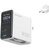 4Smarts Caricabatterie 4smarts GaN Flex Screen AI 100 W, 2 porte USB-C + 1 porta USB-A, bianco