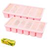mimzemamz 2 Pezzi Stampo in Silicone per Congelatore,Contenitori per Freezer con 6 Scomparti e Coperchio,Cubetti Ghiaccio Silicone per la Cucina Programmata Congelatore Zuppe,Cubetti Ghiaccio,Brodi,Salse (Rosa)