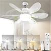 ZVD Ventilatore da Soffitto con luce LED Integrata e Telecomando,luce LED Dimmerabile E27/E26(Con Funzione Timer),6 Pale,3 Velocità del Vento,Adatto Per Soggiorni,Uffici,Camere da letto,52CM (A)