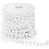 Flylin Ghirlanda di perle da 8 mm, ghirlanda di perle artificiali, per matrimoni, feste, compleanni, battesimi, tavoli, fai da te (bianco)