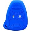 OTMIK Custodia in Silicone per la Copertura della Chiave dell'Auto adatto per Jeep Commander Grand Cherokee Liberty Wrangler Compass Patriot 2 Button Accessori per il Guscio della Chiave (Blu)